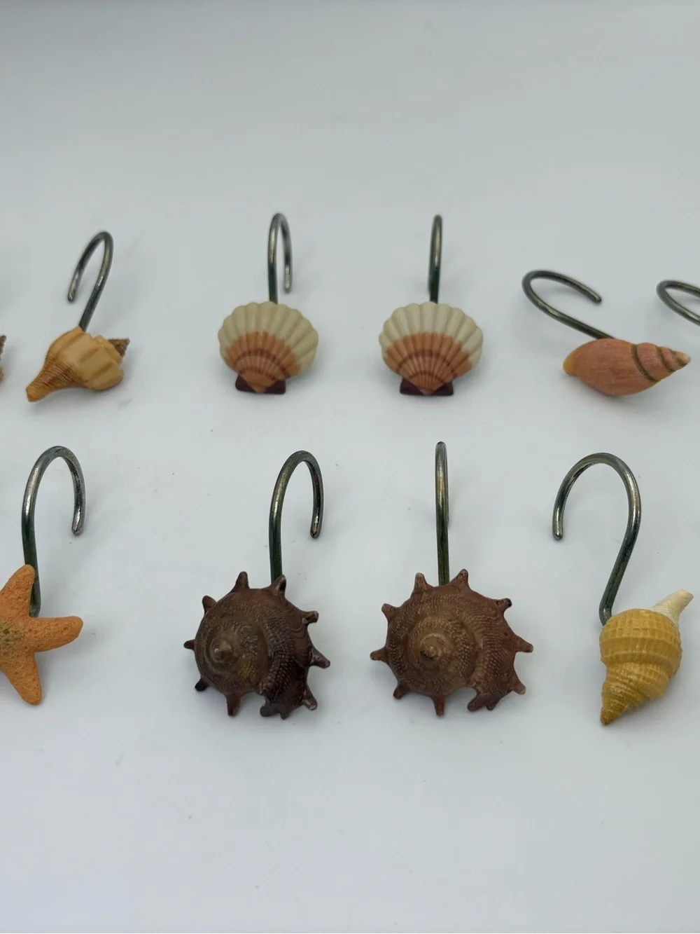 Vintage Seashell Shower Curtain Hooks - Assorted Beach Theme